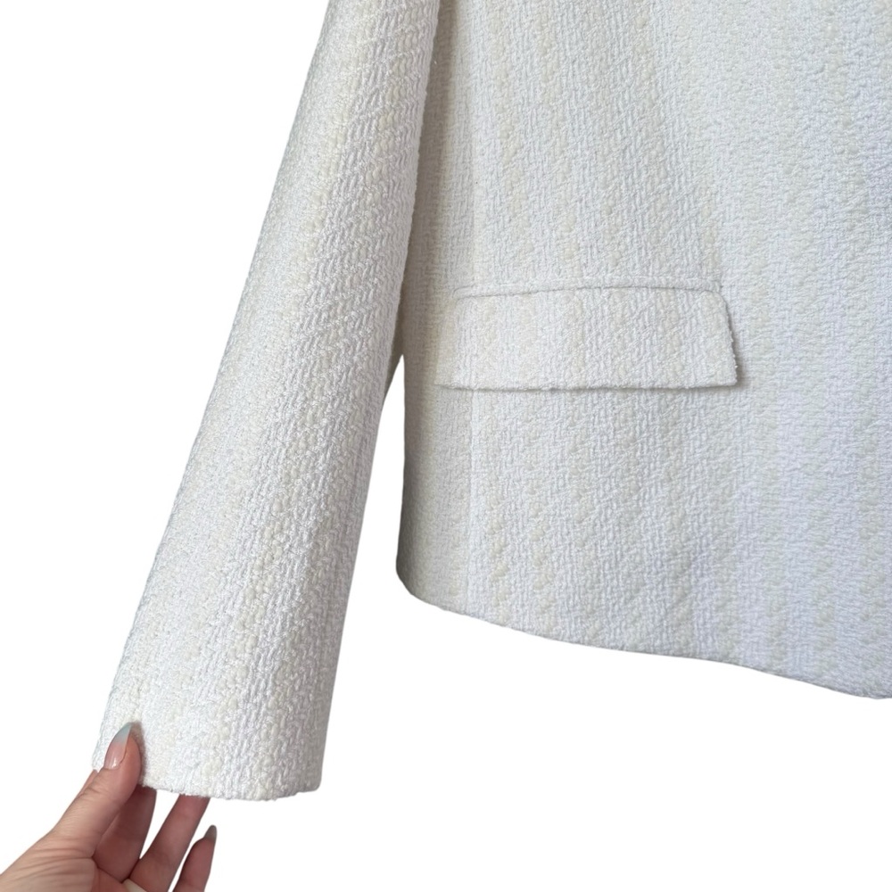 Hugo Boss BOSS White Cream Striped Tweed Blazer Womens Office Wear Womens Sz 14 - Picture 3 of 10